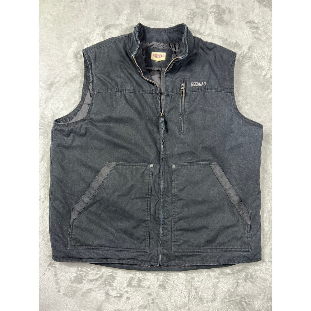 RedHead Pro Series Black Insulated Canvas Vest XL Workwear Utility Grandpa Core